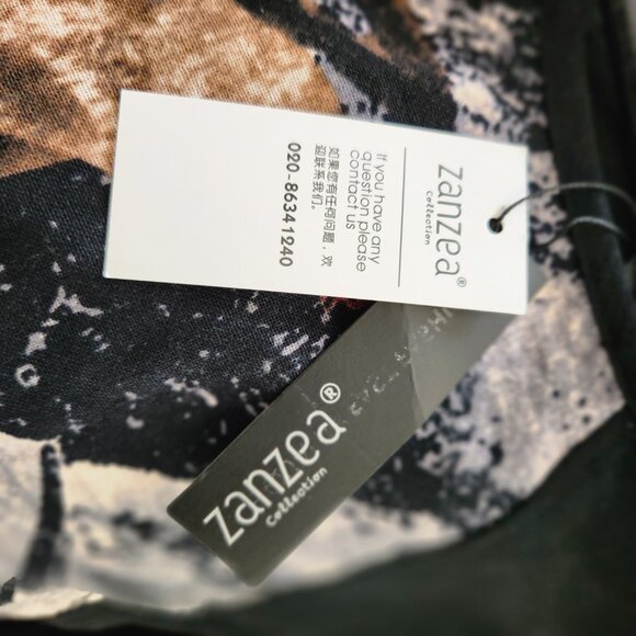 Zanzea Collection Plus Size Maxi Dress, High Low Hem, Short Sleeve, Black Print - Picture 7 of 11